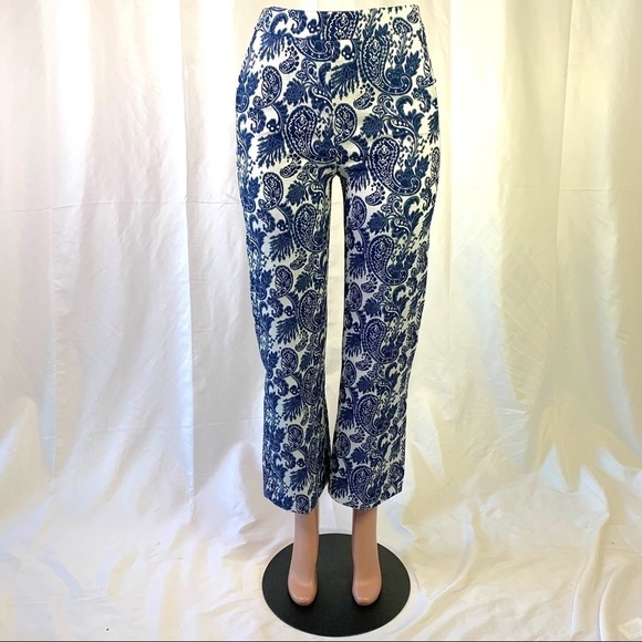 ZARA WOMAN BLUE CROP PANTS  WHITE STRAIGHT LEG PANTS WOMEN SIZE SMALL - Picture 3 of 12